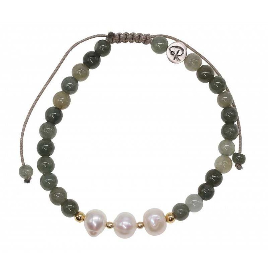 Reve de Jade | Bracelet Perla Jade Vert Et Perles De Culture