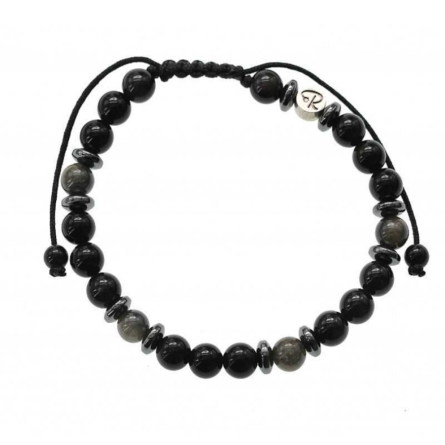 Reve de Jade | Bracelet En Obsidienne Dor E Et Oeil C Leste