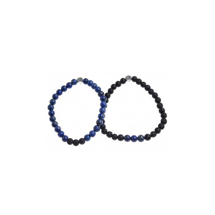 Reve de Jade | Bracelets De Couple En Lapis Lazuli Et Pierre De Lave