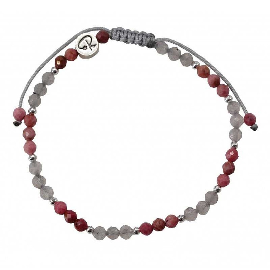 Reve de Jade | Bracelet Bicolore - Rhodonite, Labradorite Et Argent 925