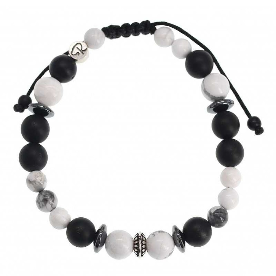 Reve de Jade | Bracelet C Leste - Agate Noire, H Matite, Argent 925 Et Pierre