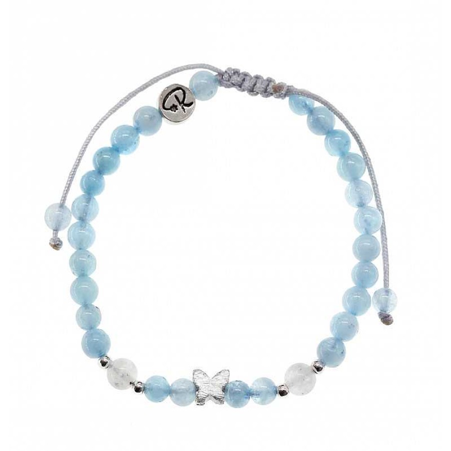 Reve de Jade | Bracelet Enfant Joli Papillon - Aigue-Marine, Pierre De Lune Et Argent 925