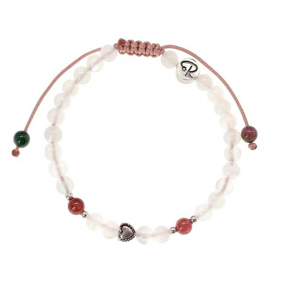 Reve de Jade | Bracelet Enfant "Joli Coeur" - Pierre De Lune, Tourmaline Et Argent 925