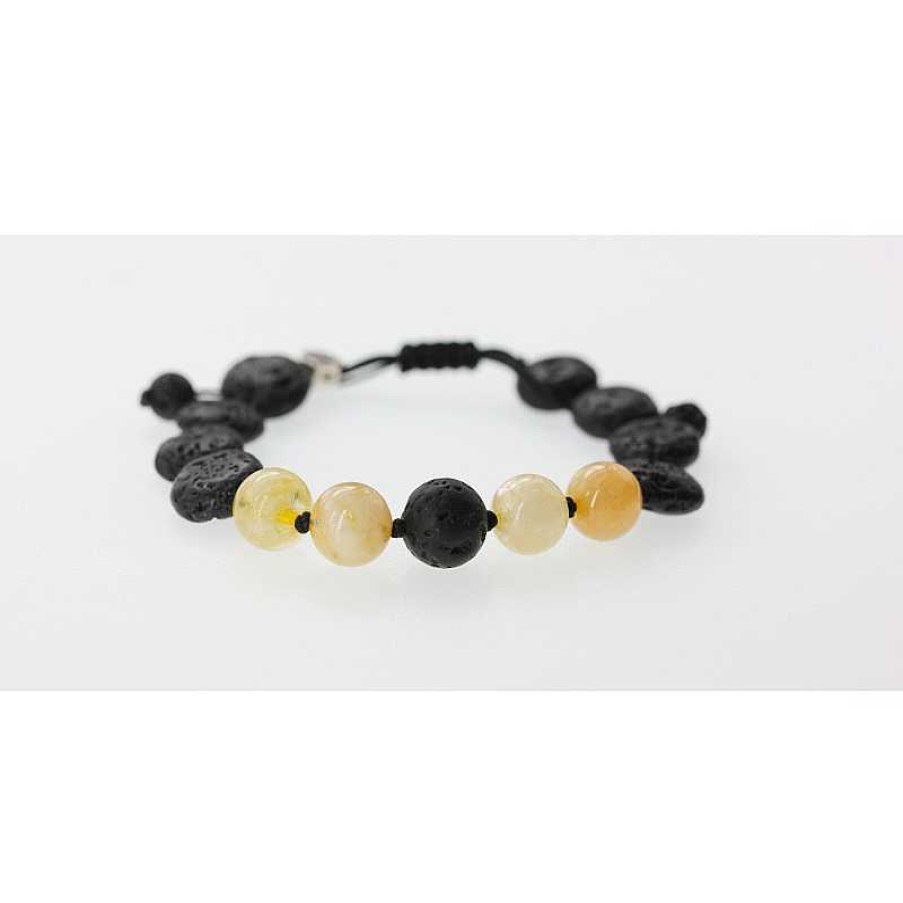 Reve de Jade | Bracelet Volcanique Citrine Et Pierre De Lave