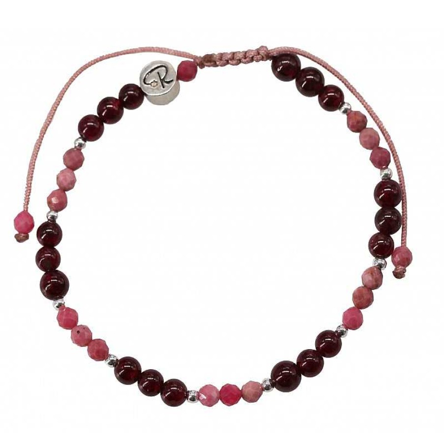 Reve de Jade | Bracelet Bicolore - Grenat, Rhodonite Et Argent 925