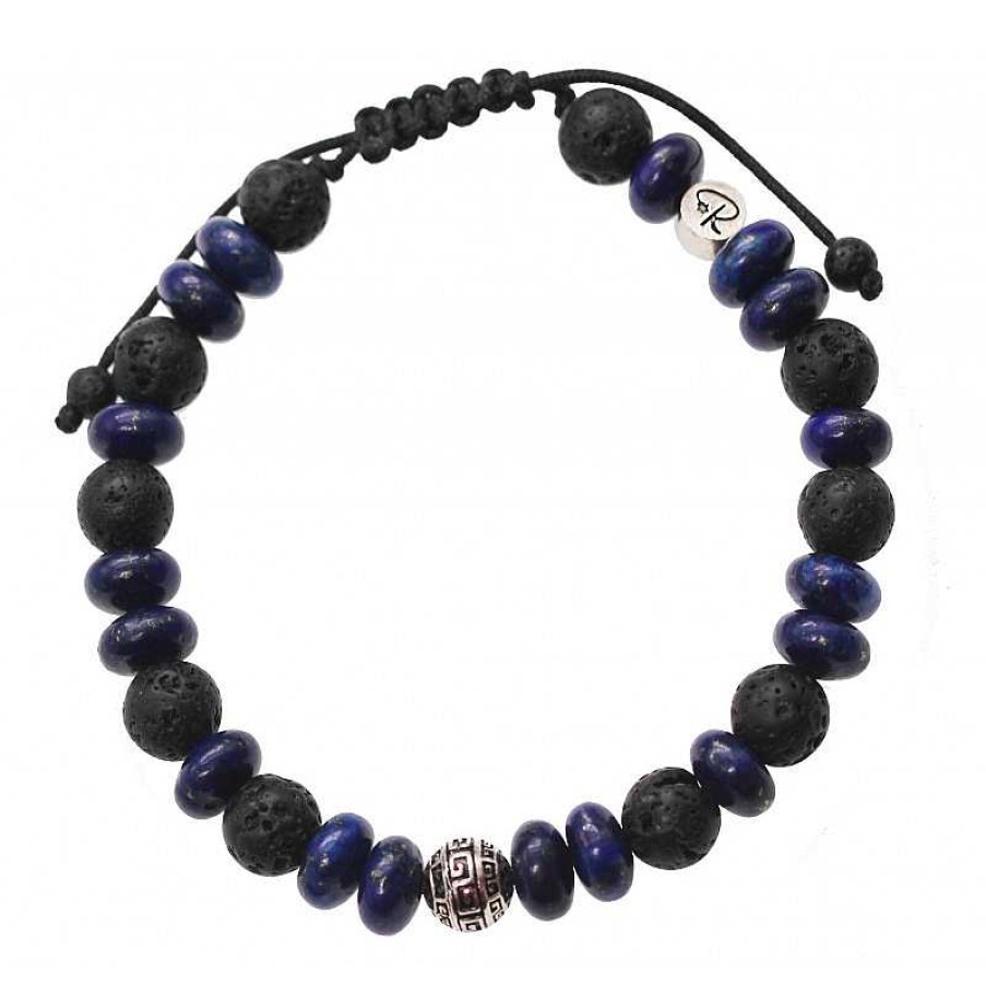 Reve de Jade | Bracelet Fuji En Lapis Lazuli Et Pierre De Lave Homme