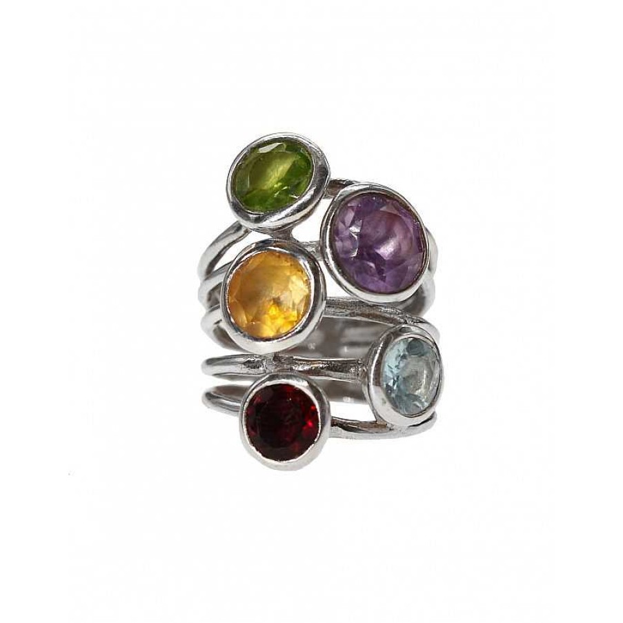 Reve de Jade | Bague Lights - Grenat, Aigue-Marine, Citrine, Am Thyste Et P Ridot