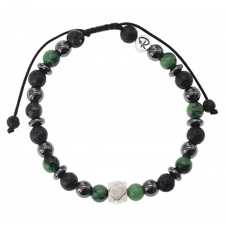 Reve de Jade | Bracelet Baby Presley - Rubis Zoisite, H Matite, Pierre De Lave Et Argent 925