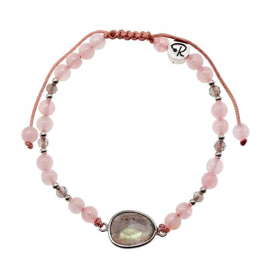 Reve de Jade | Bracelet Chamuel - Labradorite, Quartz Rose Et Argent 925