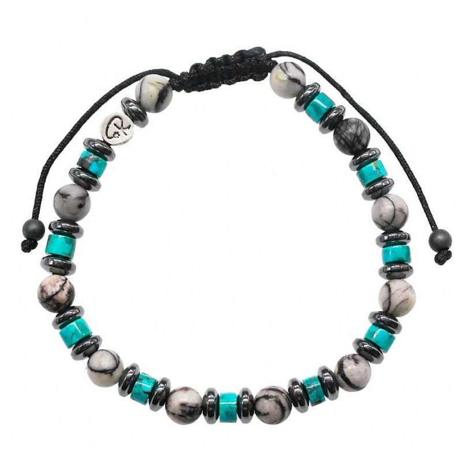 Reve de Jade | Bracelet Micka L - Turquoise, Jaspe Picasso Et H Matite