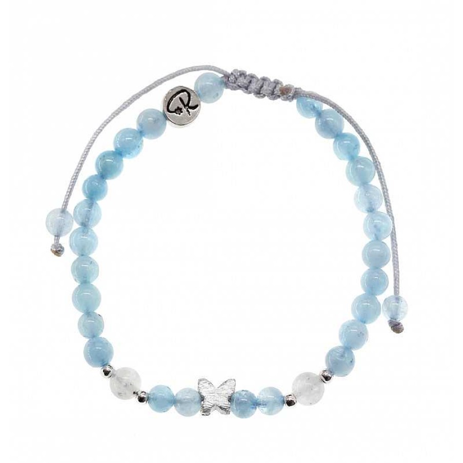 Reve de Jade | Bracelet Enfant Joli Papillon - Quartz Rose, Pierre De Lune Et Argent 925