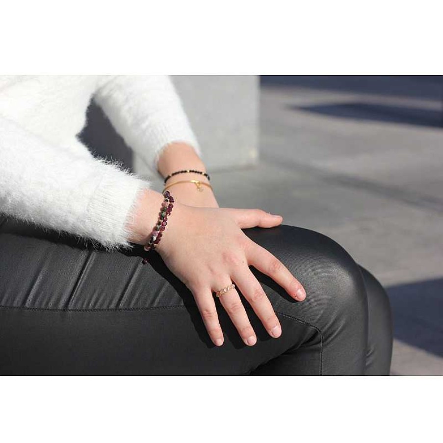 Reve de Jade | Bracelet En Grenat Et Plaqu Or