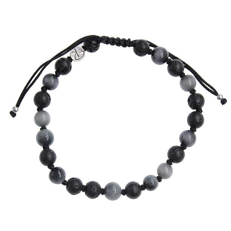 Reve de Jade | Bracelet V Suve En Quartz Oeil De Chat Et Pierre De Lave