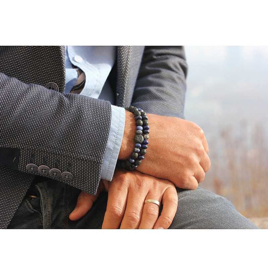 Reve de Jade | Bracelet Taal En Sodalite Et Pierre De Lave Homme