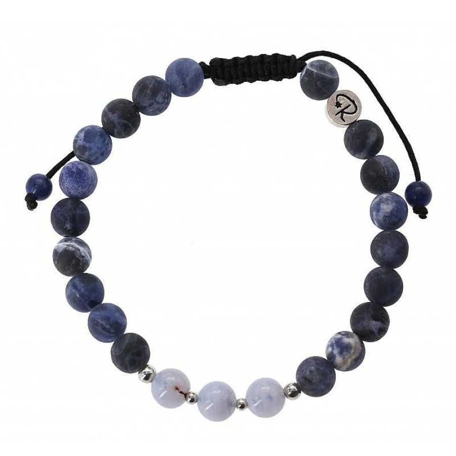 Reve de Jade | Bracelet Stabilit En Sodalite Mate, Agate Blue Lace Et Argent 925