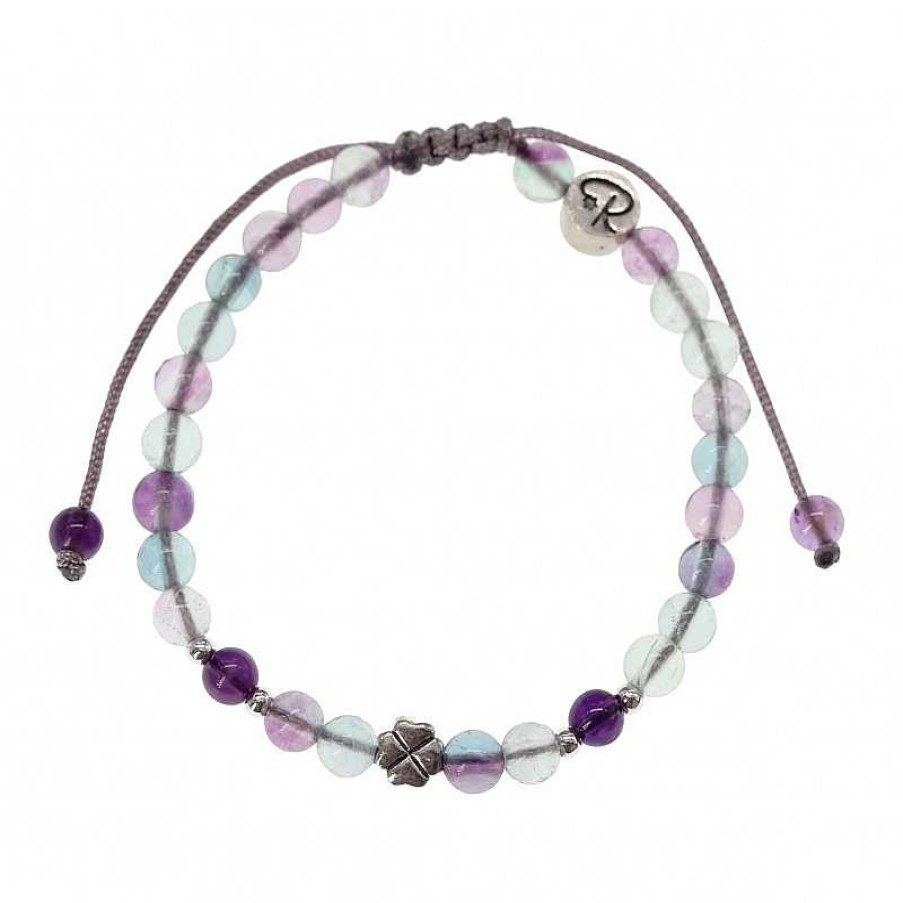 Reve de Jade | Bracelet Enfant "Joli Tr Fle" - Fluorite, Am Thyste Et Argent 925