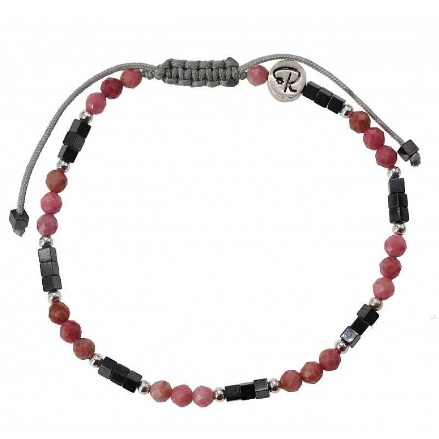 Reve de Jade | Bracelet Bicolore - Rhodonite, H Matite Et Argent 925