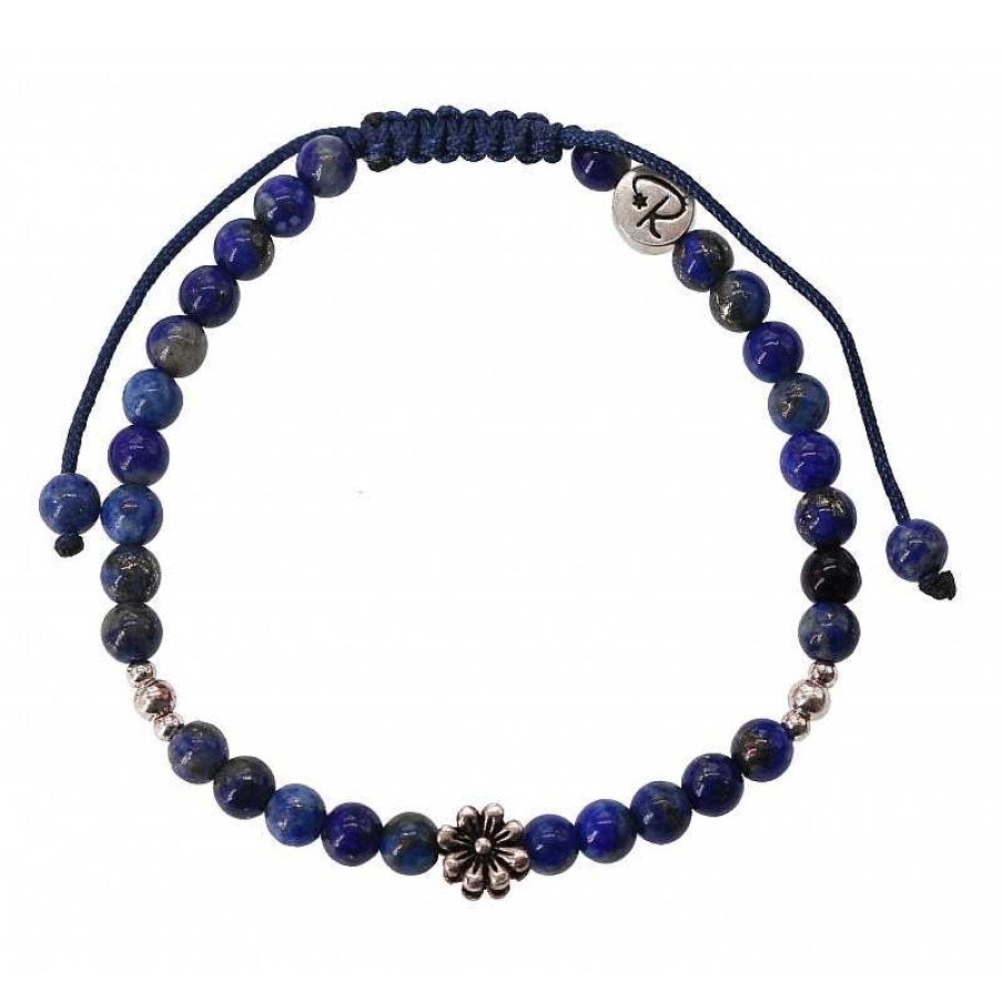 Reve de Jade | Bracelet Fleur - Lapis Lazuli Et Argent