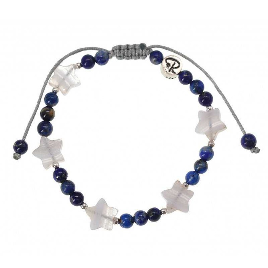 Reve de Jade | Bracelet Enfant " Toile Filante" - Lapis Lazuli, Agate Blue Lace Et Argent 925