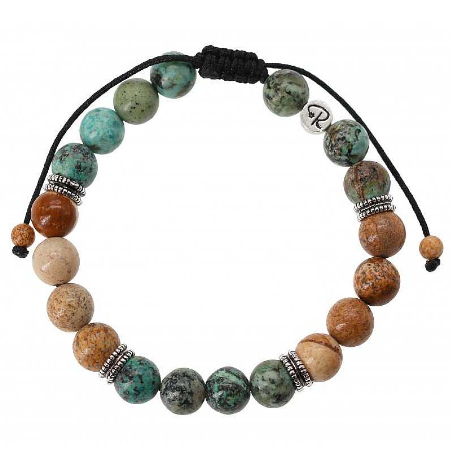 Reve de Jade | Bracelet Jupiter - Turquoise Africaine Et Jaspe Paysage